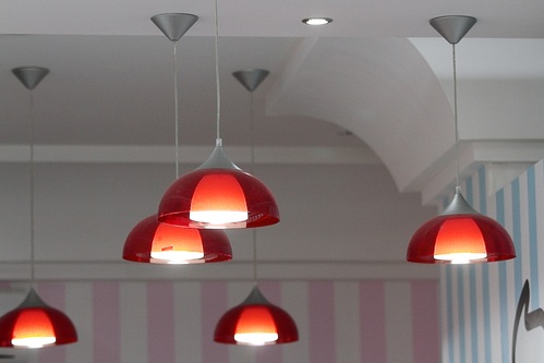 Red decorative hanging lights.