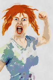 Illustration of an Aggressive Woman