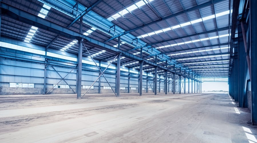 interior of steel structure workshop