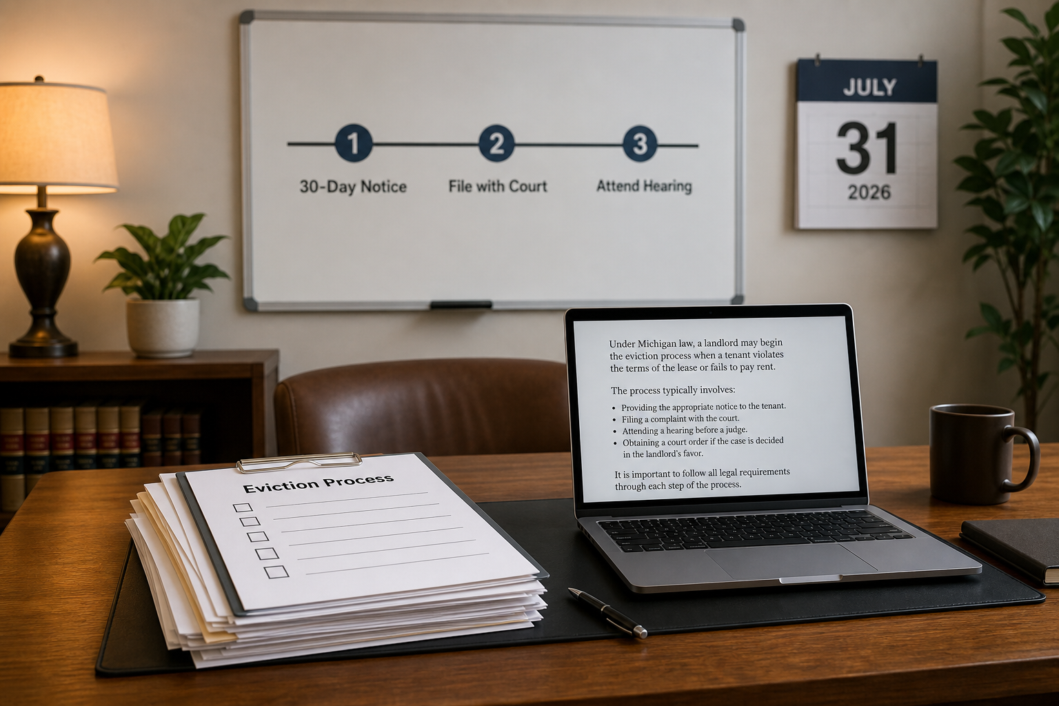 eviction step by step guide in michigan on laptop