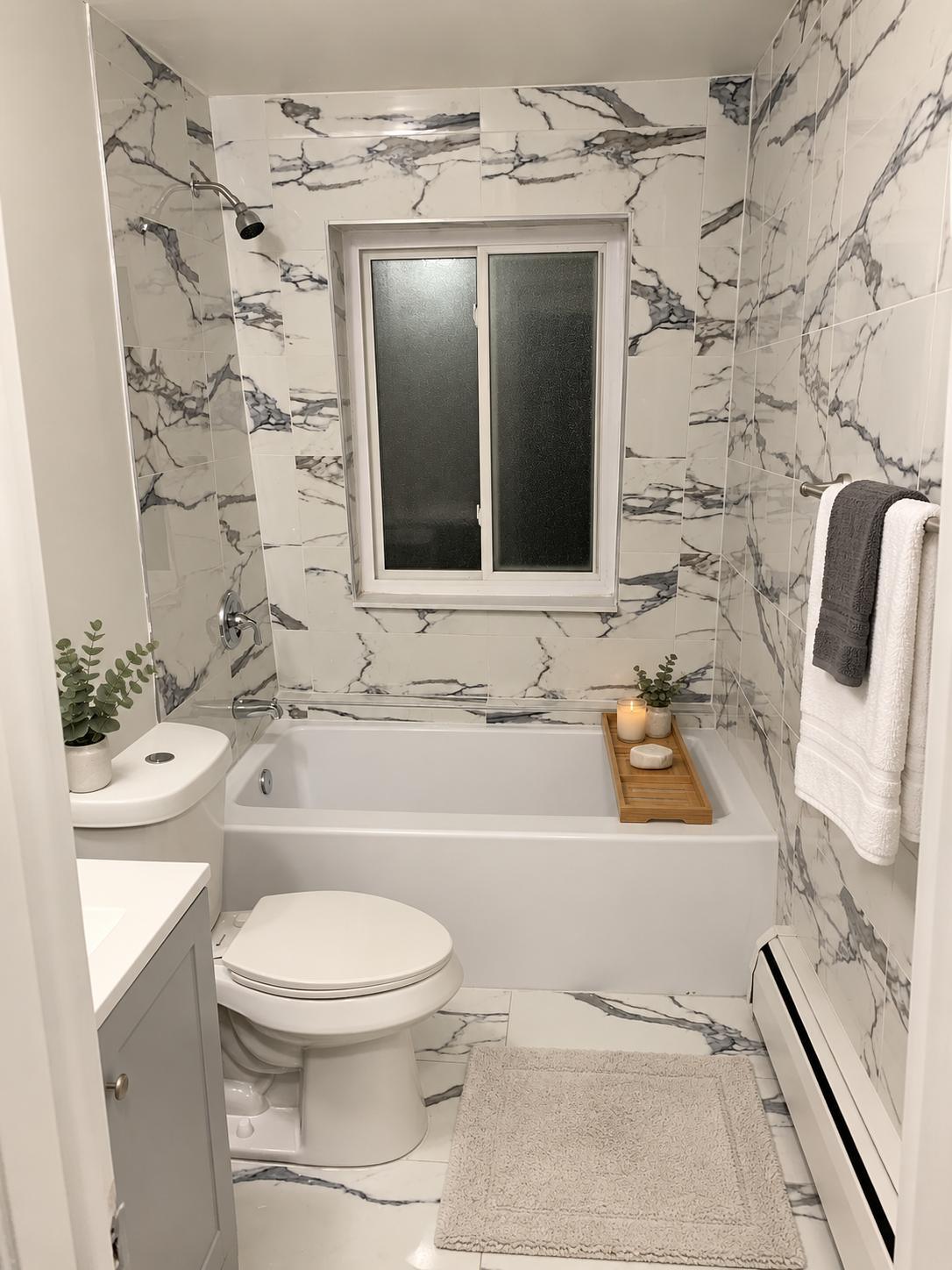 Marble-look bathroom