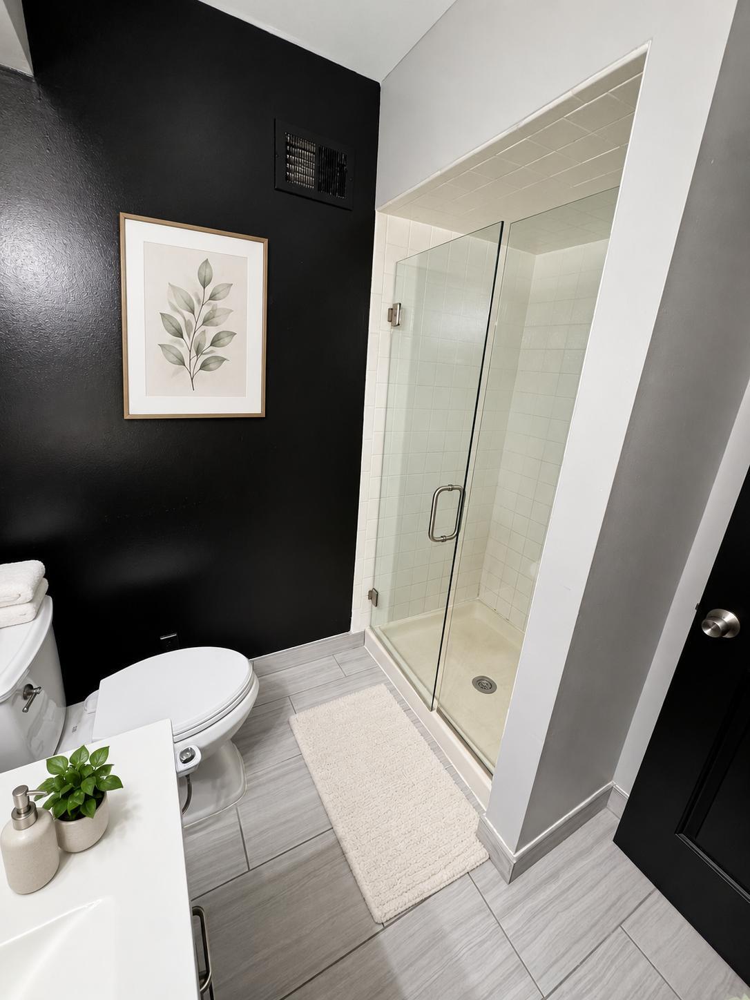 Bathroom with glass shower