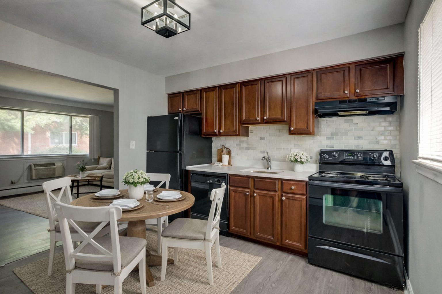 Kitchen with cherry cabinets