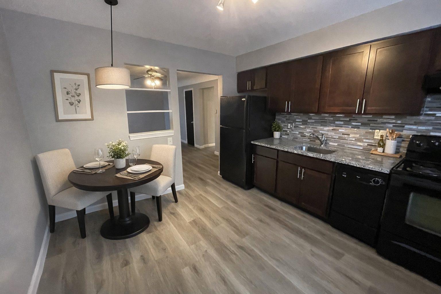 Kitchen with espresso cabinets