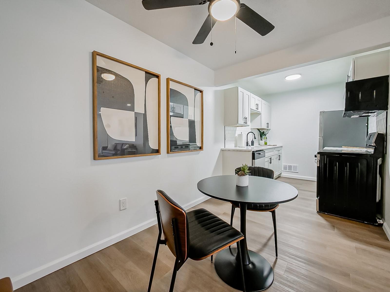 Dining area and kitchen