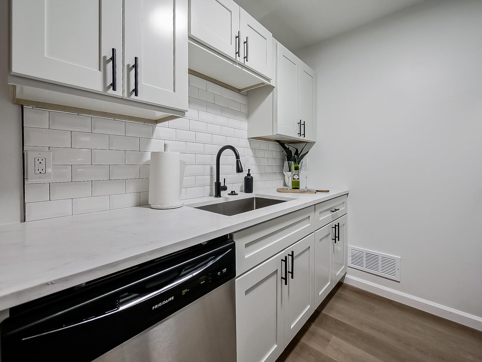 Kitchen counter and dishwasher