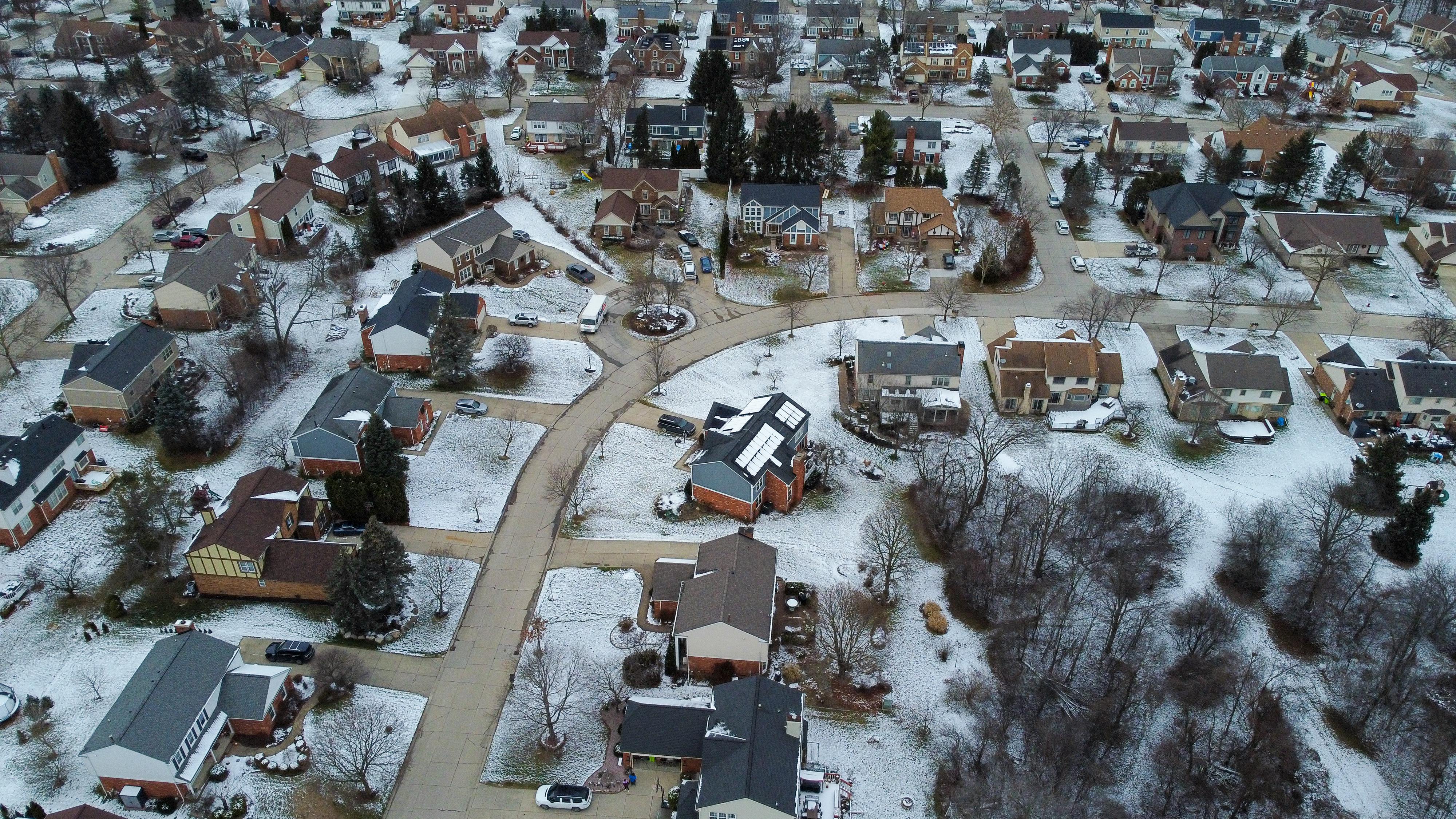 sky cam drone footage of northville michigan neighborhood